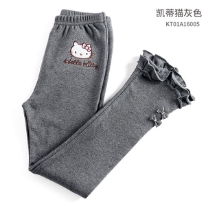 KT猫可爱女童花边时尚裤子休闲运动修身长裤弹力裤