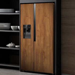 复古木纹冰箱贴纸全贴不锈钢翻新贴膜防水厨房柜电梯空调改色自粘