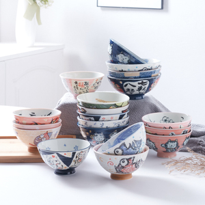 美浓烧日本碗原装进口吃饭碗高颜值家用卡通猫咪陶瓷碗日式餐具