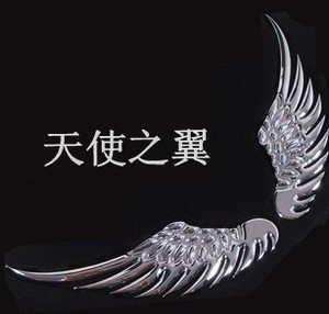 纯电镀金属车贴3D立体汽车个性车贴纸金色天使的翅膀卡通装饰鹰