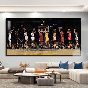 NBA众星投篮客厅装饰画背景墙乔丹科比篮球球星绝杀壁画人物挂画