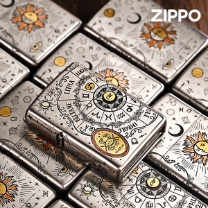 zippo打火机官方原装正版错金雕刻十二星座礼盒装煤油方防风礼物