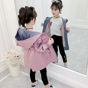 女童春秋风衣2020新款韩版中长款儿童女洋气加厚外套中大童厚上衣