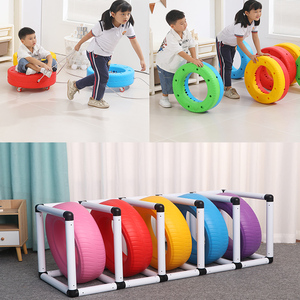 幼儿园彩色塑料橡胶轮胎儿童感统训练玩具户外摆放收纳架体育器材