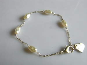 出口好品质欧美打标正品仿真小珍珠细致小巧款复古银色手链922-05