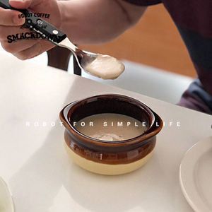 TUXTON正品双耳陶瓷罗宋汤碗甜品碗早餐碗沙拉碗 韩国ins西餐汤盘