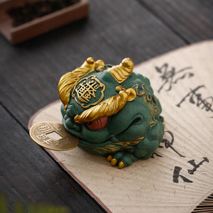 新中式招财金蟾精品高档摆件创意彩金富的流油家居客厅桌面装饰品