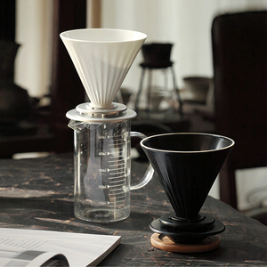 春桃设计光锥手冲聪明杯咖啡壶套装咖啡器具v60陶瓷斜纹咖啡滤杯