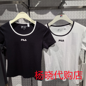 FILA斐乐针织短袖女2024夏季新款简约时尚运动纯棉T恤F11W429112F
