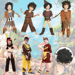 听海儿童野人演出服非洲土著原始人衣服舞蹈豹纹装猎人印第安表演