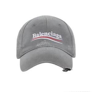 Balenciaga巴黎世家 男女同款 刺绣Logo 做旧灰色鸭舌帽 帽子