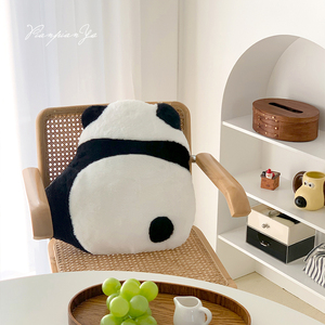 可爱熊猫背影抱枕靠枕沙发宿舍椅子靠背卡通毛绒床头飘窗靠垫坐垫