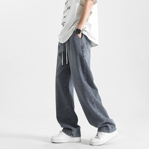 星空纹牛仔裤男生夏季2024新款潮牌薄款宽松直筒青少年休闲长裤子