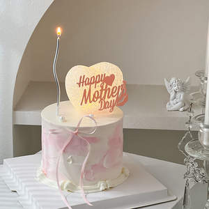 2024母亲节快乐蛋糕装饰亚克力插牌爱心发光灯妈妈生日烘焙装扮