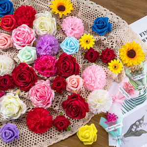唯美仿真鲜花康乃馨向日葵生日蛋糕装饰插件玫瑰花摆件甜品台布置
