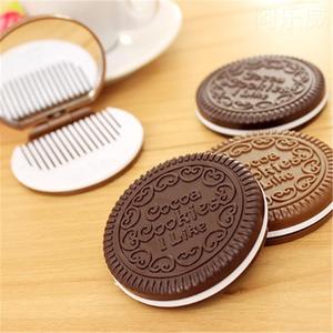 便携可折叠随身小镜子化妆镜子韩国创意个性巧克力夹心饼干化妆镜