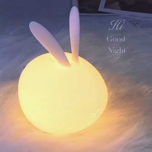 仙牛兔子解压拍拍灯充电环保硅胶七彩变色护眼小夜灯床头氛围台灯