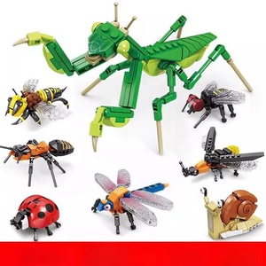 杰星昆虫模型卡通动物小颗粒积木儿童益智拼装玩具启蒙圣诞男孩子