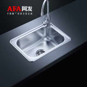 AFA阿发304不锈钢水槽 正方形加厚小单槽洗菜盆厨房洗碗池5339
