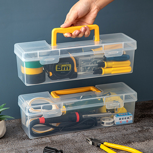 家用五金工具箱透明长方形手提螺丝小型工具盒钻头收纳箱塑料盒子