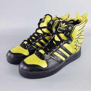 三叶草板鞋专柜正品adidas OBYO JS WINGS 2.0 黑黄翅膀 V20699