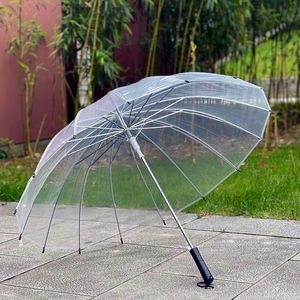 小清新16骨透明雨伞长柄伞创意雨伞自动明星男女透明伞定制广告伞