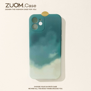 zuom 简约ins水贴青色适用苹果13的手机壳iPhone11promax女新款12mini透明xr防摔xsmax保护套8plus软硅胶7p6p