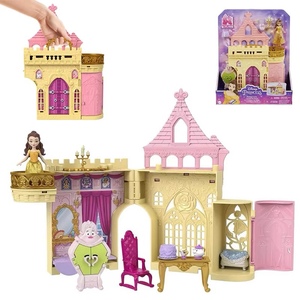 正版迪士尼贝儿闪亮城堡套装公主洋娃娃女童礼物互动过家家玩具