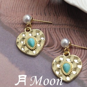 月Moon复古设计韩国极简法式甜美美式爱心原石耳环耳饰耳夹