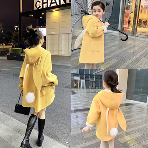 韩国秋冬亲子装女宝宝羊绒大衣中长款加厚母女装羊毛呢韩版外套潮