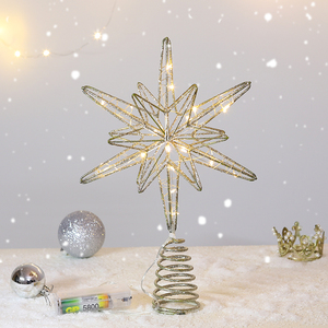 圣诞树顶星星发光五角星装饰品圣诞节布景装扮拍照道具带灯树顶星