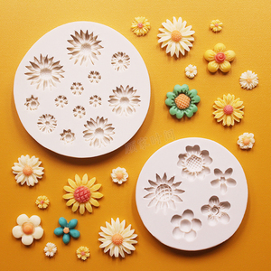 雏菊花形模具 手工巧克力DIY烘焙翻糖蛋糕装饰软陶黏土滴胶模硅胶