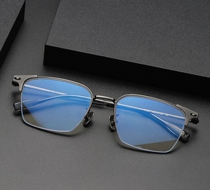 新款半框眼镜架front同款81005纯钛抖音可配度数时尚复古眼镜框男