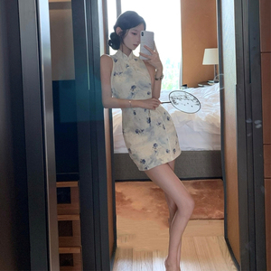 新中式无袖改良旗袍女夏季国风气质修身包臀小个子高端短款连衣裙