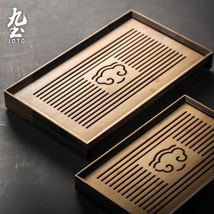 日式竹制茶盘家用功夫茶具套装储水式竹子托盘干泡台茶海实木托盘