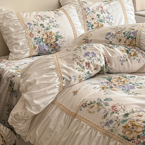 法式复古风纯棉床上四件套100全棉床裙款被套宿舍床单三件套床品