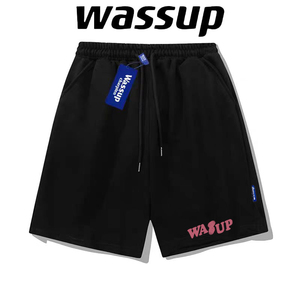 WASSUP国潮风男女短裤夏季新款外穿运动lo重磅纯棉情侣款五分短袖