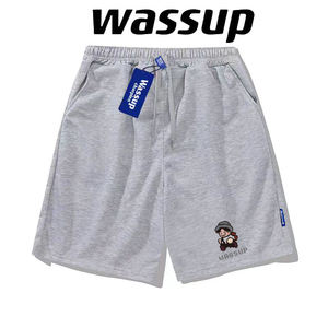 WASSUP潮牌短裤男女运动宽松夏季情侣美式高街个性休闲抽绳五分裤