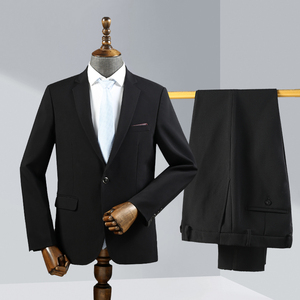 一粒扣礼服款 抗皱黑色西服套装两件套剪标男装商务休闲修身西装