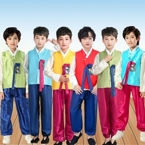 儿童韩服男童少数民族朝鲜服宫廷舞表演服中小学生阿里郎演出服