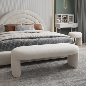 奶油风床尾凳现代简约卧室床榻床位长凳羊羔绒床前凳长条凳沙发凳
