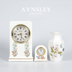 英国老瓷器 Aynsley 安兹丽骨瓷钟 花瓶 西洋名瓷 古董中古收藏品