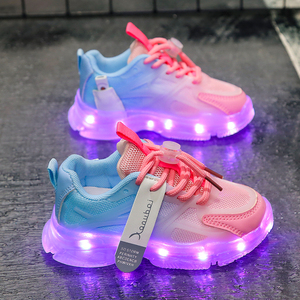 儿童亮灯鞋女童充电发光鞋男童带灯闪光七彩夜光鞋底会发光运动鞋