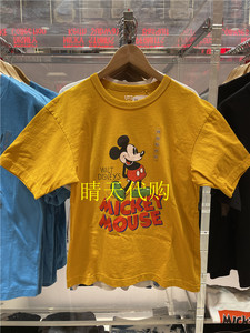 优衣库新品休闲米奇老鼠Disney迪士尼印花T恤圆领短袖男女470476