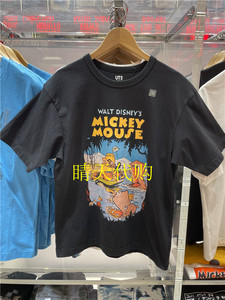 优衣库新品休闲米奇老鼠Disney迪士尼印花T恤圆领短袖男女470475