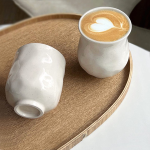 简约白色小圆杯手冲咖啡杯聚香品鉴杯陶瓷意式咖啡馆出品闻香杯