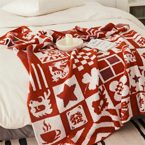 龙年格子毛毯本命红色办公室客厅沙发毯旅行休闲披肩盖毯母婴可用