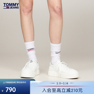 Tommy 24新款春夏女装经典布标简约休闲厚底低帮帆布鞋EN0EN02480