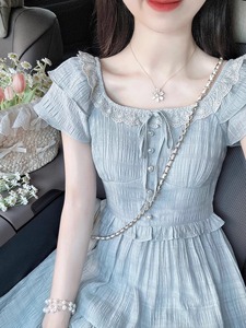法式温柔风奶甜仙女超仙森系长裙女夏季小个子高级感气质连衣裙子
