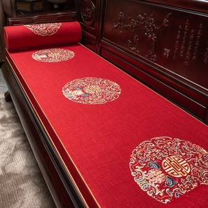 新中式红木沙发坐垫实木家具防滑沙发垫罗汉床五件套海绵套罩椅子